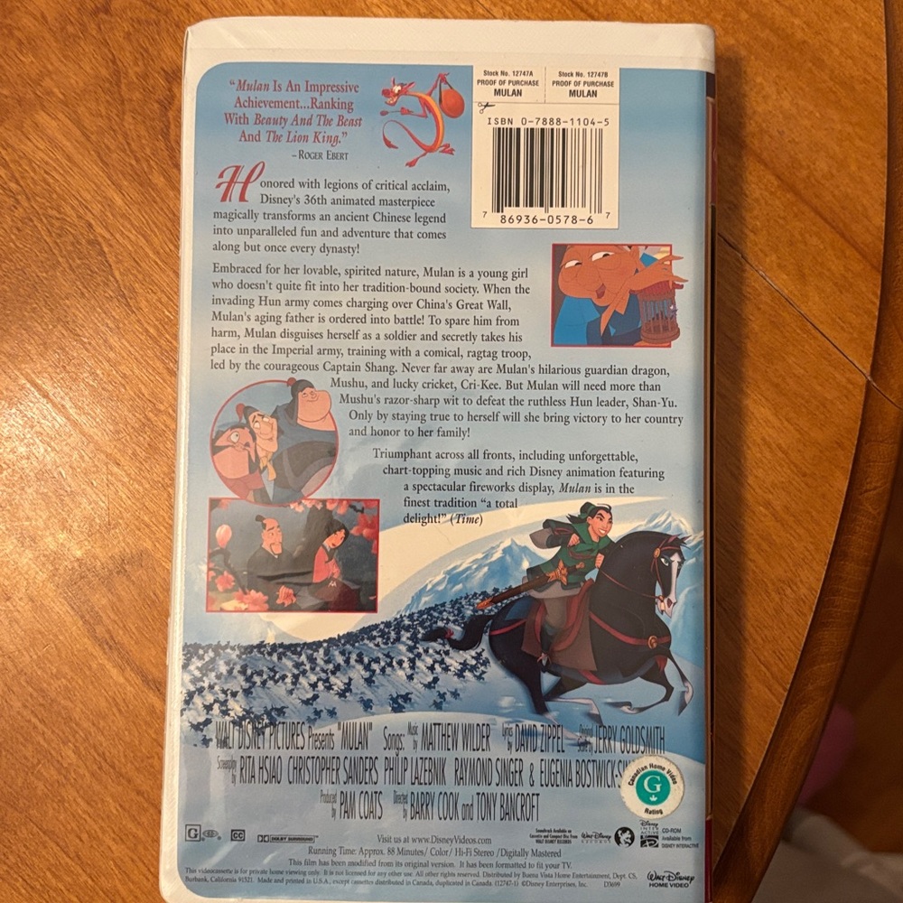 Disney's Mulan VHS - Picture 2 of 3
